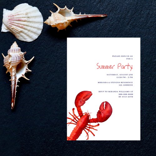 Summer party red lobster invitation