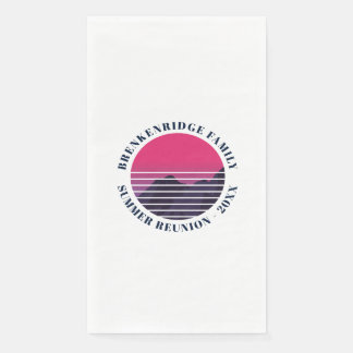 Summer Party Retro Sunset Mountains Custom Paper Guest Towels