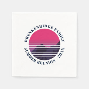 Summer Party Retro Sunset Mountains Family Paper Napkins
