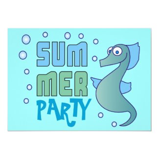 Summer Party Seahorse with Bubble Invitations