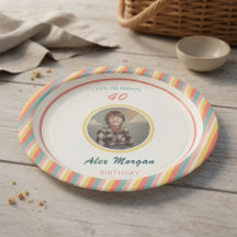 Summer Party Table Decor, Photo Birthday Plates