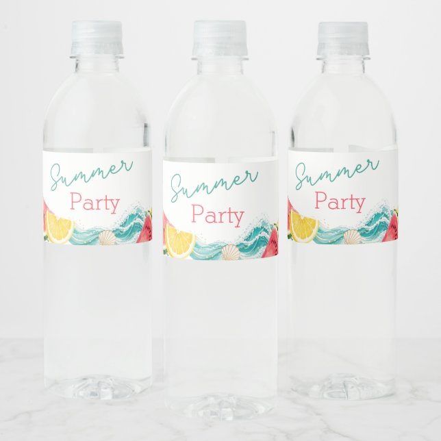 Summer Party Water Bottle Label (Bottles)