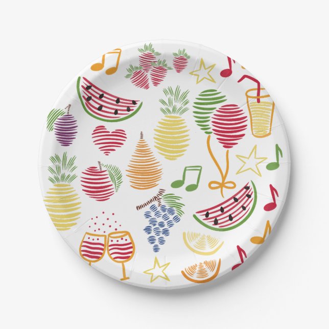 summer party (white backround) paper plates (Front)