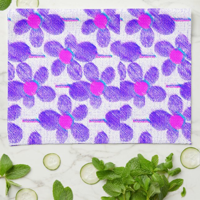 Summer Pastel Chalk Floral Kitchen Towel (Folded)