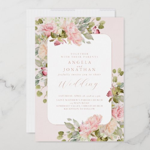 Summer Pastel Florals Wedding Foil Invitation