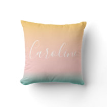 Summer Pastel Gradient Personalized Name Nursery  Throw Pillow