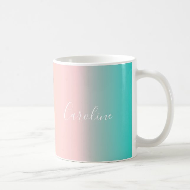 Summer Pastel Gradient | Personalized Script Name  Coffee Mug (Right)