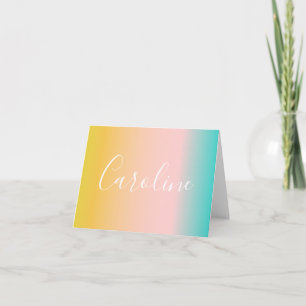 Summer Pastel Gradient   Personalized Script Name  Note Card