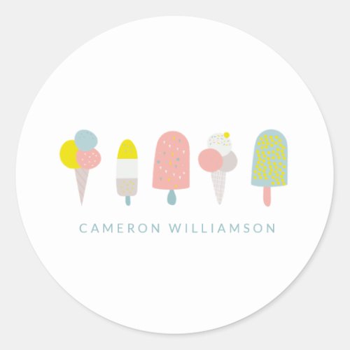Summer Pastel Ice Cream Personalized  Classic Round Sticker