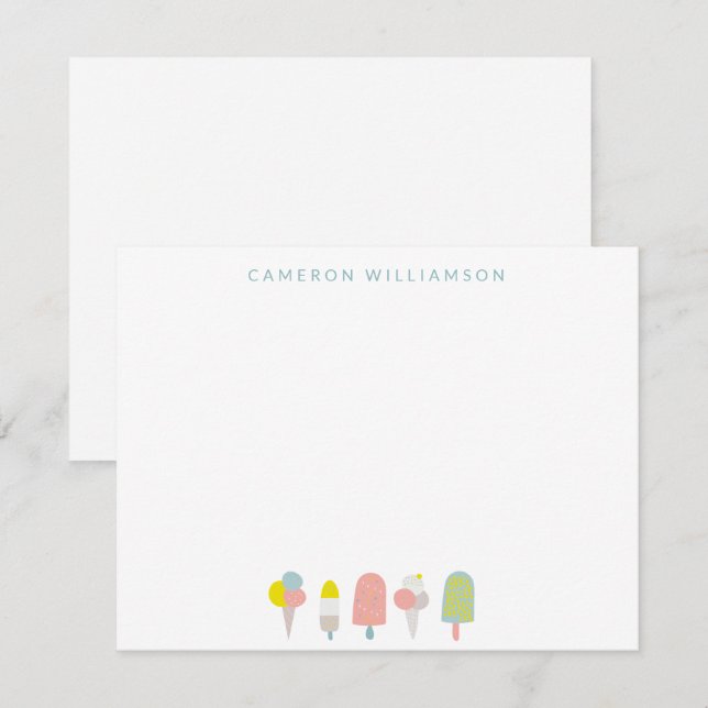Summer Pastel Ice Cream Personalized Stationery  Note Card (Front/Back)