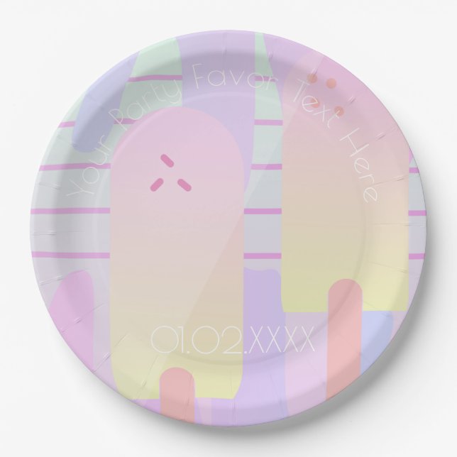Summer Pastel Ombre Ice Pops Paper Plates (Front)