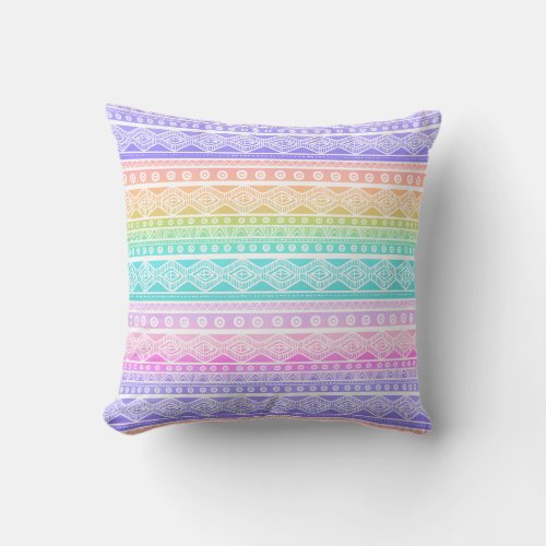 Summer Pastel Rainbow Girly Throw Pillow