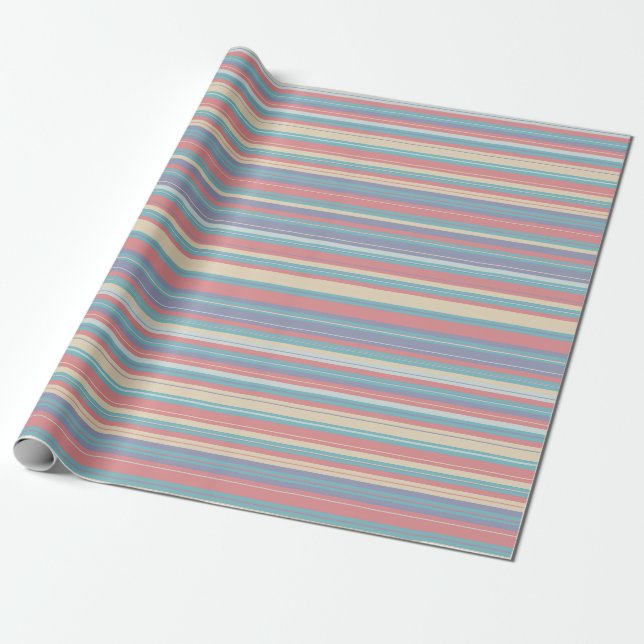 Summer Pastel Striped Wrapping Paper (Unrolled)