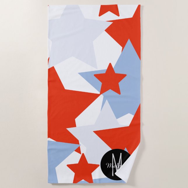 Summer Patriotic Jumbo Stars Beach Towel (Front)