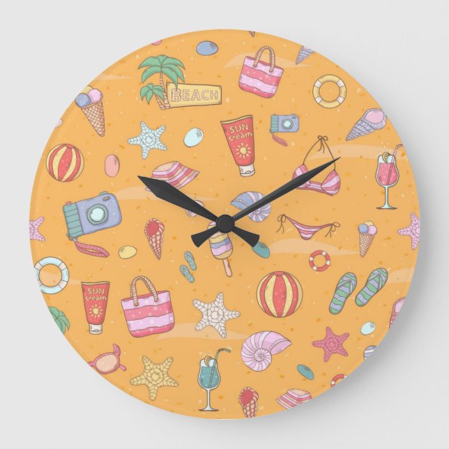 Summer pattern large clock (Front)