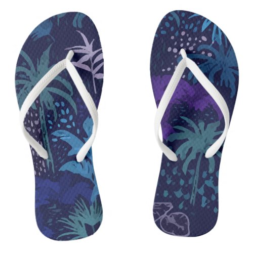 Summer Pattern Monotone Blue Flip Flops