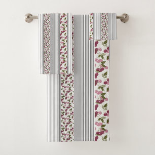 summer pattern of stripes of multi-colored fabric bath towel set