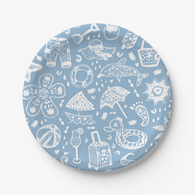 Summer pattern paper plates (Front)
