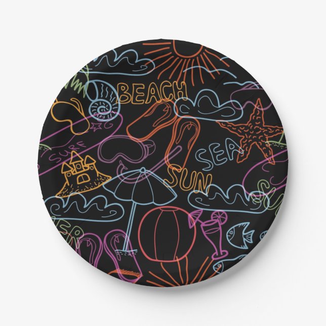 Summer pattern paper plates (Front)