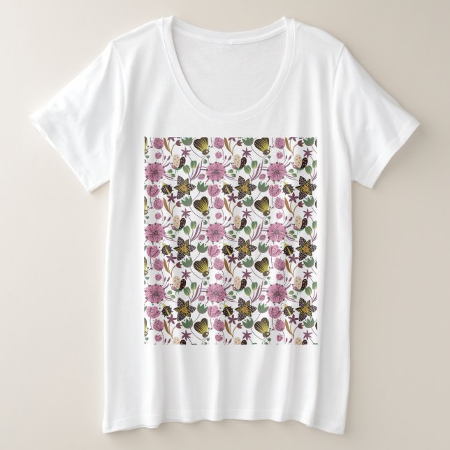 Summer Pattern Plus Size T-Shirt (Design Front)