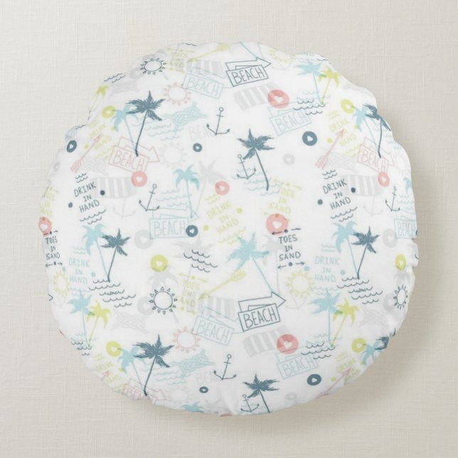 Summer pattern round pillow (Front)