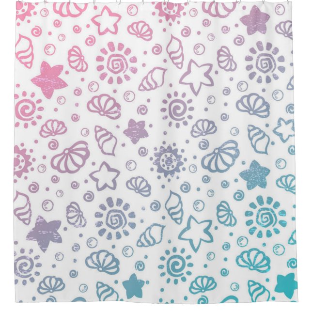 Summer pattern shower curtain (Front)