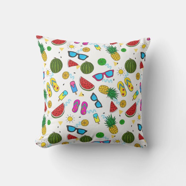 Summer Pattern Throw Pillow (Front)