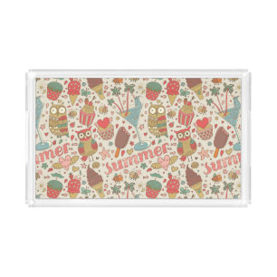 Summer Pattern With Ice Cream Acrylic Tray