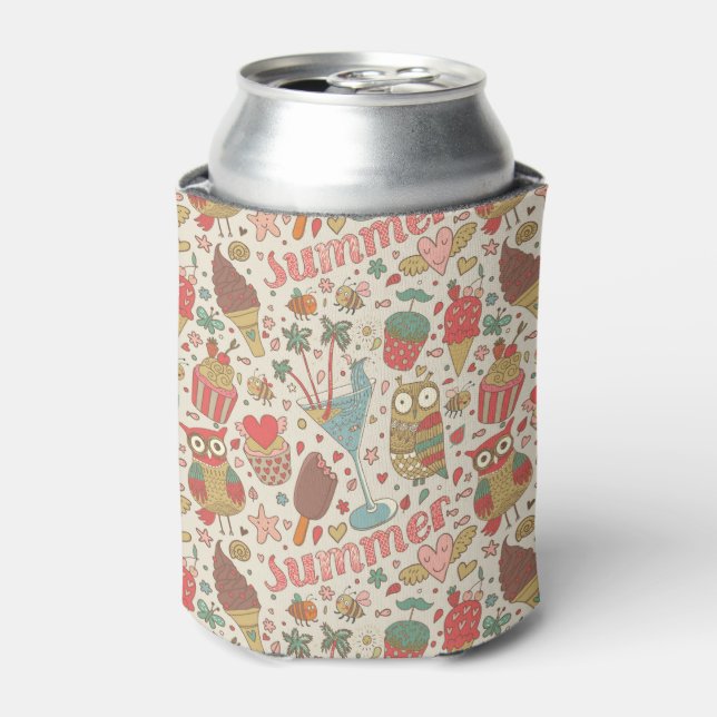 Summer Pattern With Ice Cream Can Cooler (Can Front)