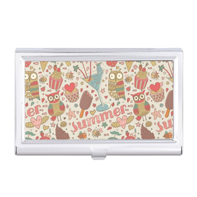 Summer Pattern With Ice Cream Case For Business Cards (Front)