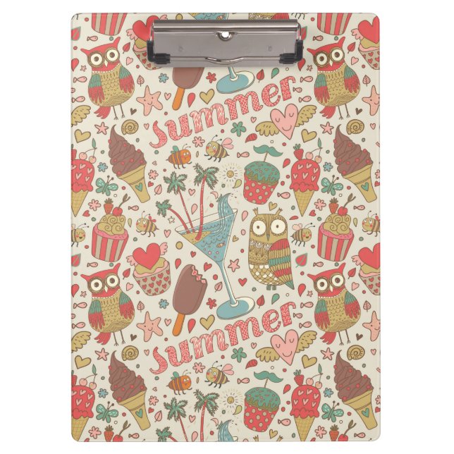 Summer Pattern With Ice Cream Clipboard (Front)