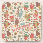 Summer Pattern With Ice Cream Coaster