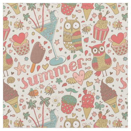 Summer Pattern With Ice Cream Fabric