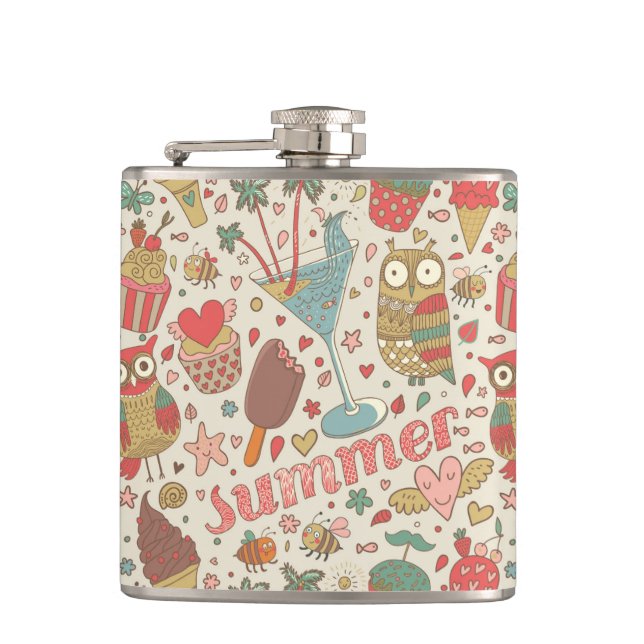 Summer Pattern With Ice Cream Flask (Front)