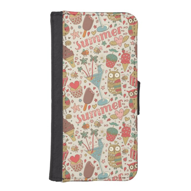 Summer Pattern With Ice Cream iPhone Wallet Case (Front)