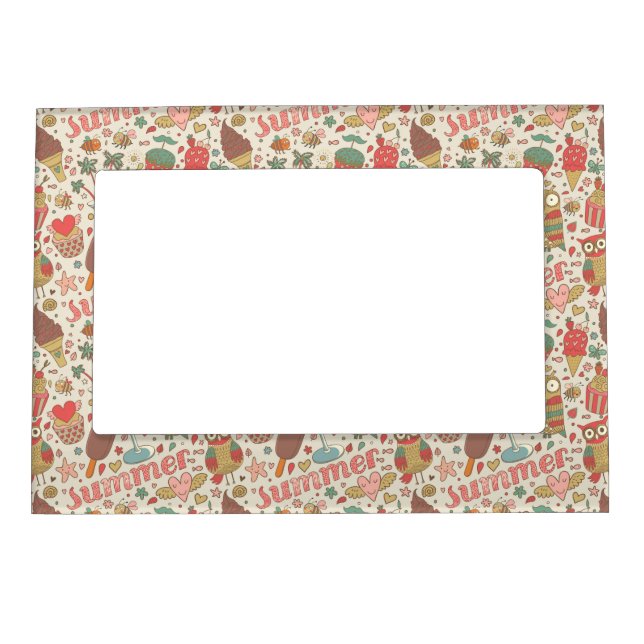 Summer Pattern With Ice Cream Magnetic Photo Frame (Front)