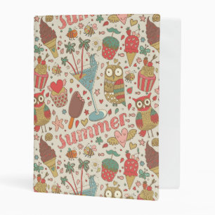 Summer Pattern With Ice Cream Mini Binder