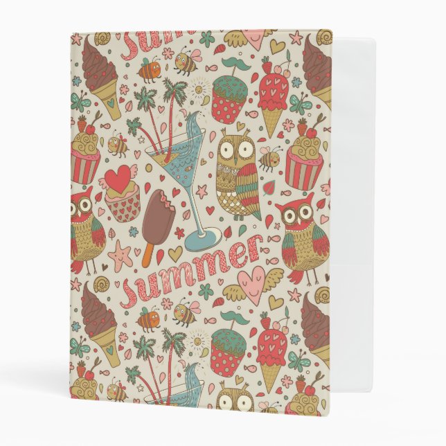 Summer Pattern With Ice Cream Mini Binder (Front/Inside)