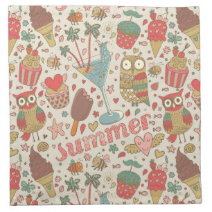 Summer Pattern With Ice Cream Napkin