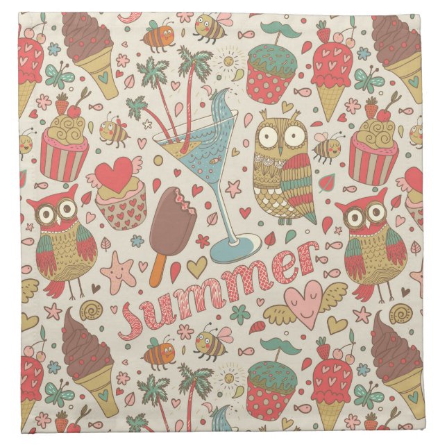 Summer Pattern With Ice Cream Napkin (Front)