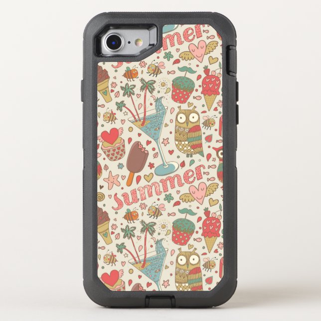 Summer Pattern With Ice Cream Otterbox iPhone Case (Back)