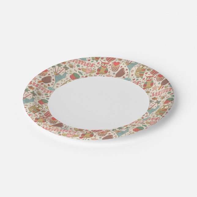 Summer Pattern With Ice Cream Paper Plates (Angled)