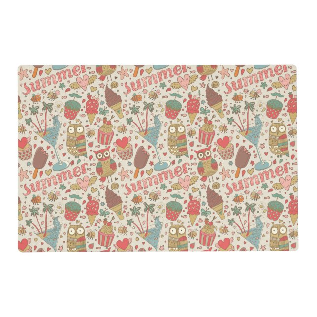 Summer Pattern With Ice Cream Placemat (Front)
