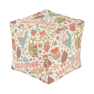 Summer Pattern With Ice Cream Pouf