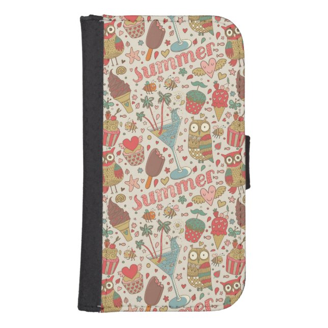 Summer Pattern With Ice Cream Samsung Galaxy Wallet Case (Front)