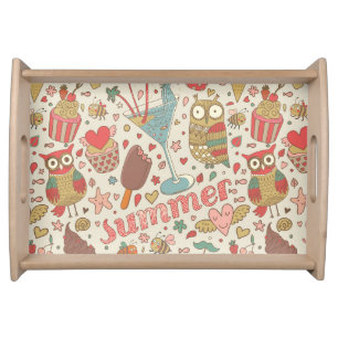 Summer Pattern With Ice Cream Serving Tray