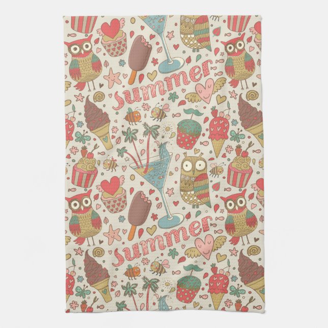 Summer Pattern With Ice Cream Towel (Vertical)