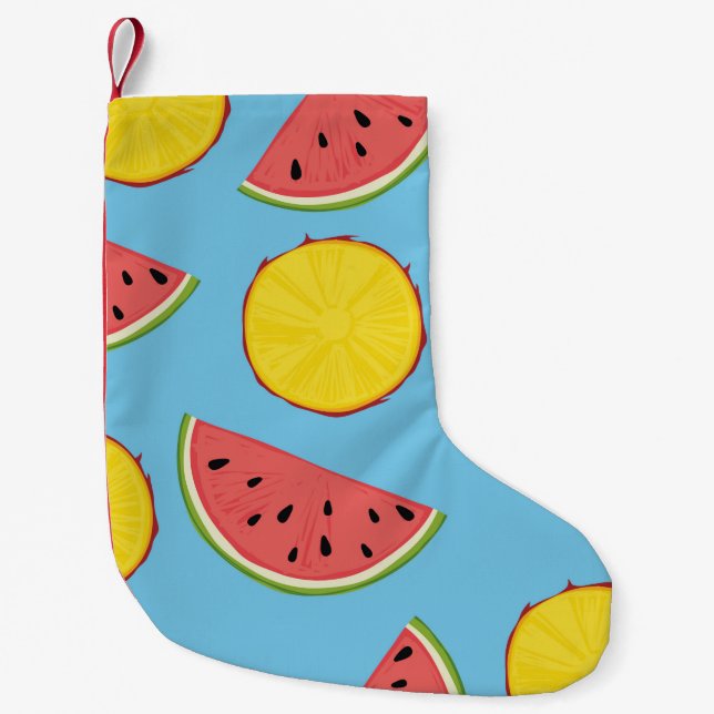 Summer pattern with pineapple and watermelonart,ba small christmas stocking (Front)