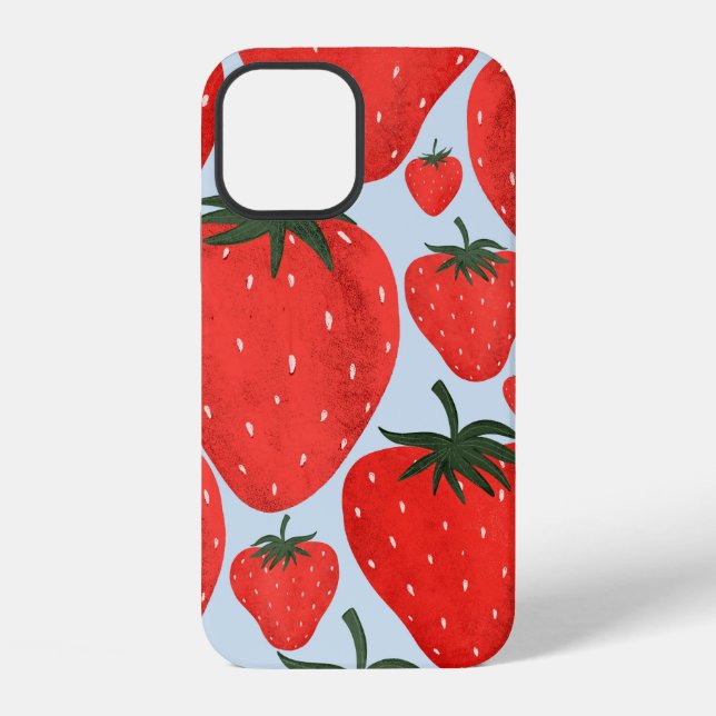 Summer pattern with strawberries isolated on light iphone case (Back)