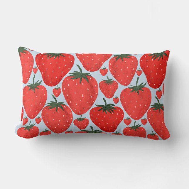 Summer pattern with strawberries isolated on light lumbar pillow (Front)